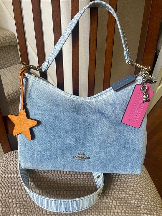 Coach Handbags - Coach Loved Denim Laurel Shoulder Bag with Pink Tag and Orange Star Charm NWOT
